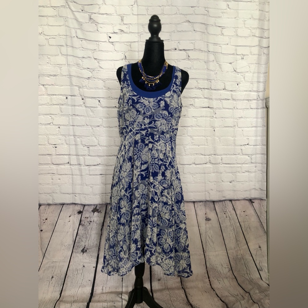 CAbi Blue Sleeveless Scoop Neck Sundress